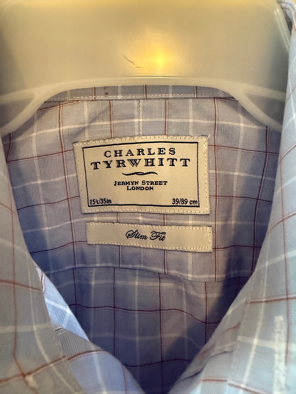 Charles Tyrwhitt Blue Windowpane Dress Shirt 15.5 - Picture 4 of 10
